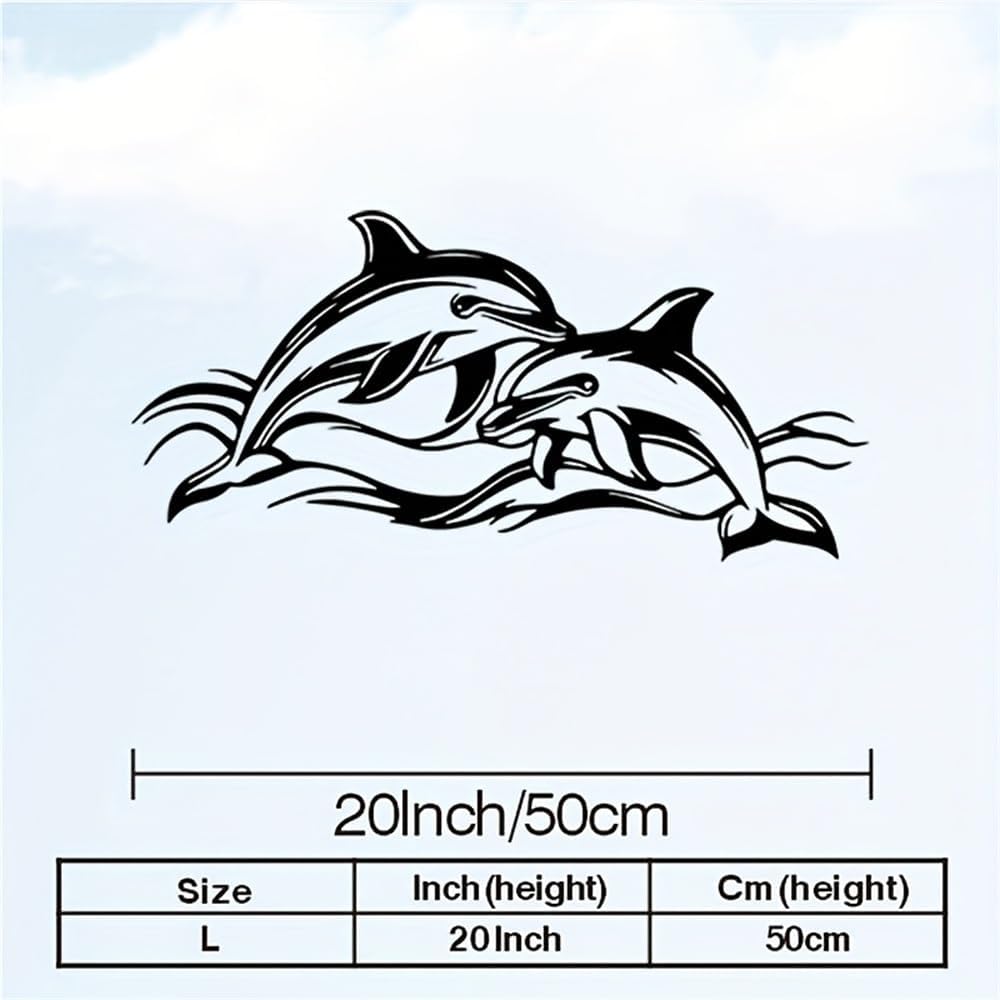 Cfghtnemy Vintage Iron Dolphin Metal Wall Art - Weather-Resistant Ocean Theme Decor for Indoor & Outdoor, Living Room & Garden(50CM/20IN)