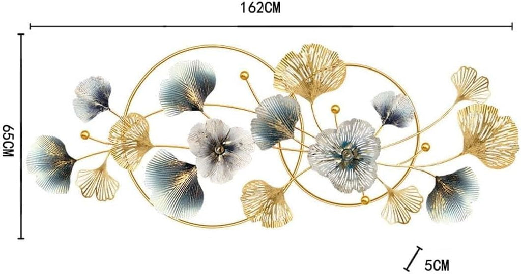Handmade 3D Ginkgo Leaf Iron Wall Sculpture, Elegant Home Hotel Wall Decor