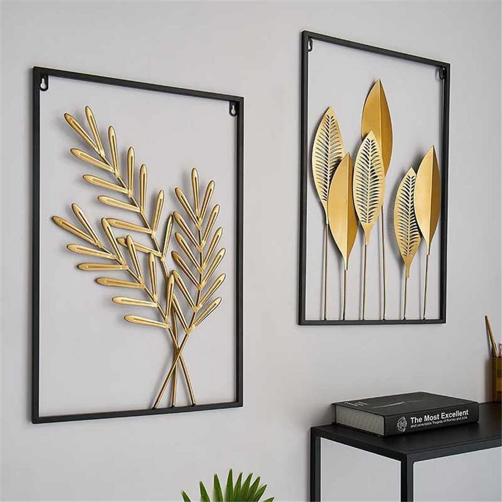 XinCanKun Best To Buy Nordic Metal Leaf Plant Wall Decor Wrought Iron Wall Hanging Non-perforated Wall Mural Living Room Bedroom Home Decoration Hot 23''X15.8'' (6)