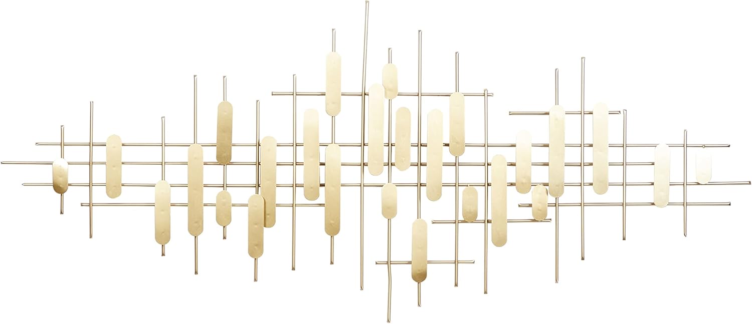 CosmoLiving by Cosmopolitan Metal Geometric Home Wall Decor Geometric Layered Wall Sculpture, Wall Art 58" x 2" x 25", Gold