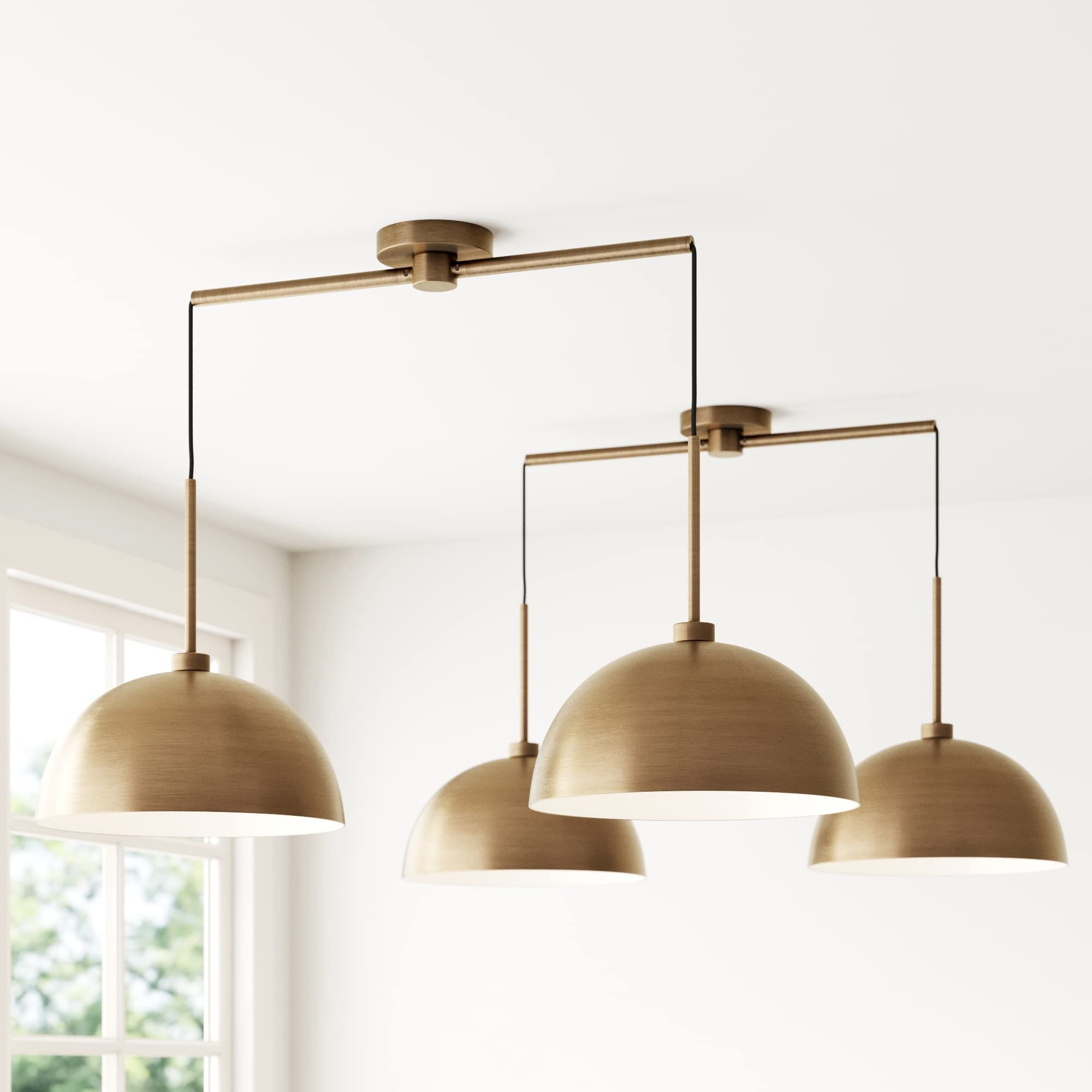 Nathan James Augustine Modern Farmhouse Rattan Pendant Light, Rattan Chandelier Pendant Lamp Shade for Kitchen or Living Room