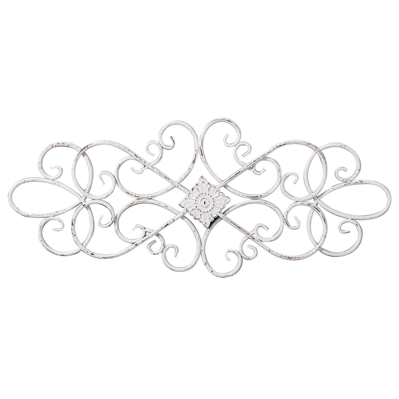 Sintosin Black Wrought Iron Wall Decor 32" x 13", Hanging Flower Scroll Metal Wall Art Decor, Living Room Wall Decor, Vintage House Decorations for Indoor Outdoor Fireplace Bedroom
