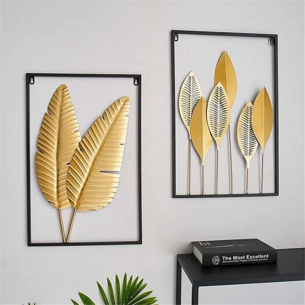 XinCanKun Best To Buy Nordic Metal Leaf Plant Wall Decor Wrought Iron Wall Hanging Non-perforated Wall Mural Living Room Bedroom Home Decoration Hot 23''X15.8'' (6)