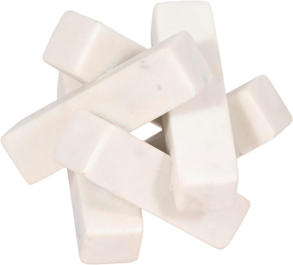 Sagebrook Home 4-Inch White Marble Geometric Orb