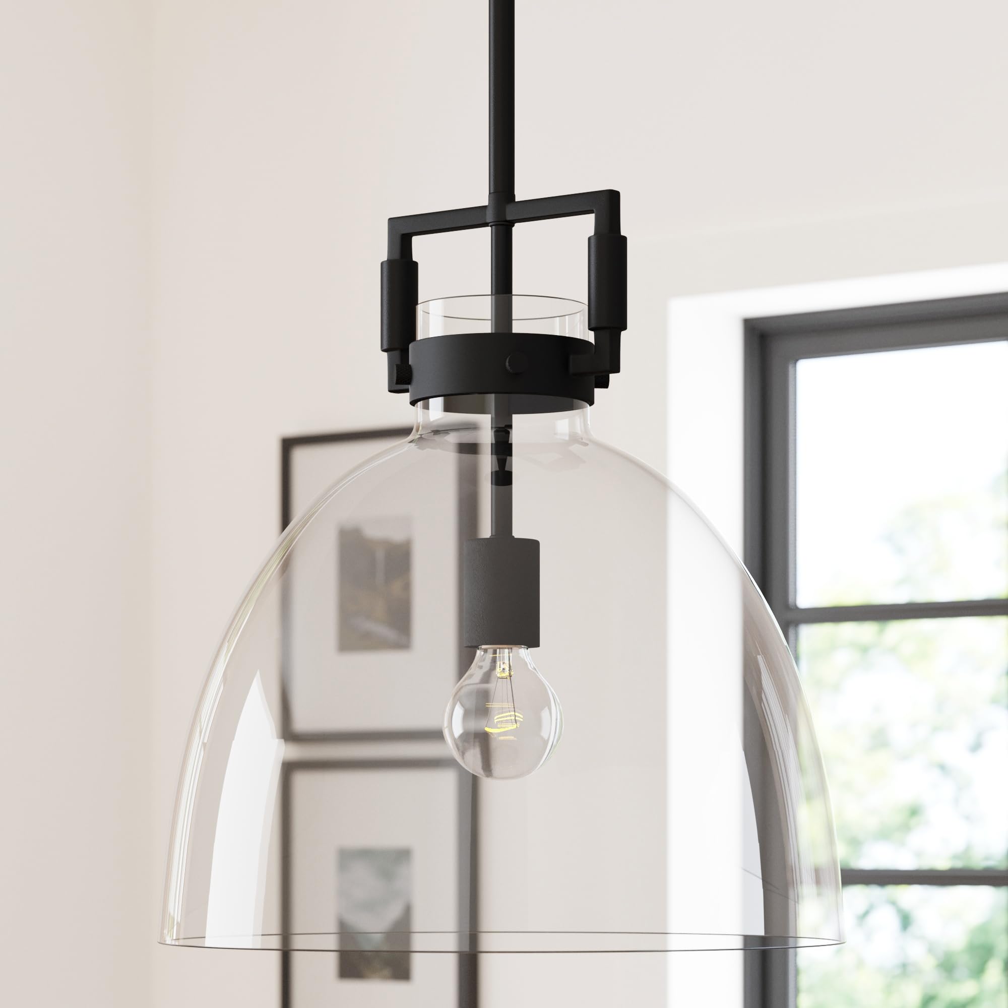 Nathan James Augustine Modern Farmhouse Rattan Pendant Light, Rattan Chandelier Pendant Lamp Shade for Kitchen or Living Room