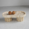 Natural Travertine Marble Oval Tray with 2 Legs, 10" Vanity Decorative Tray for Countertop Organizer, Catchall Tray for Perfume, Candles, Jewelry Dish