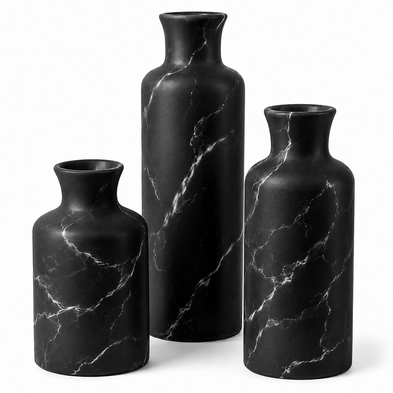 Creative Scents White Marble Look Vases Home Decor - Vase Set of 3 - Perfect for Holding Pampas Grass, Dried/Fresh Flowers, Vases for Your Kitchen, Bedroom, Office, Living/Dining Room, or Shelf Decor