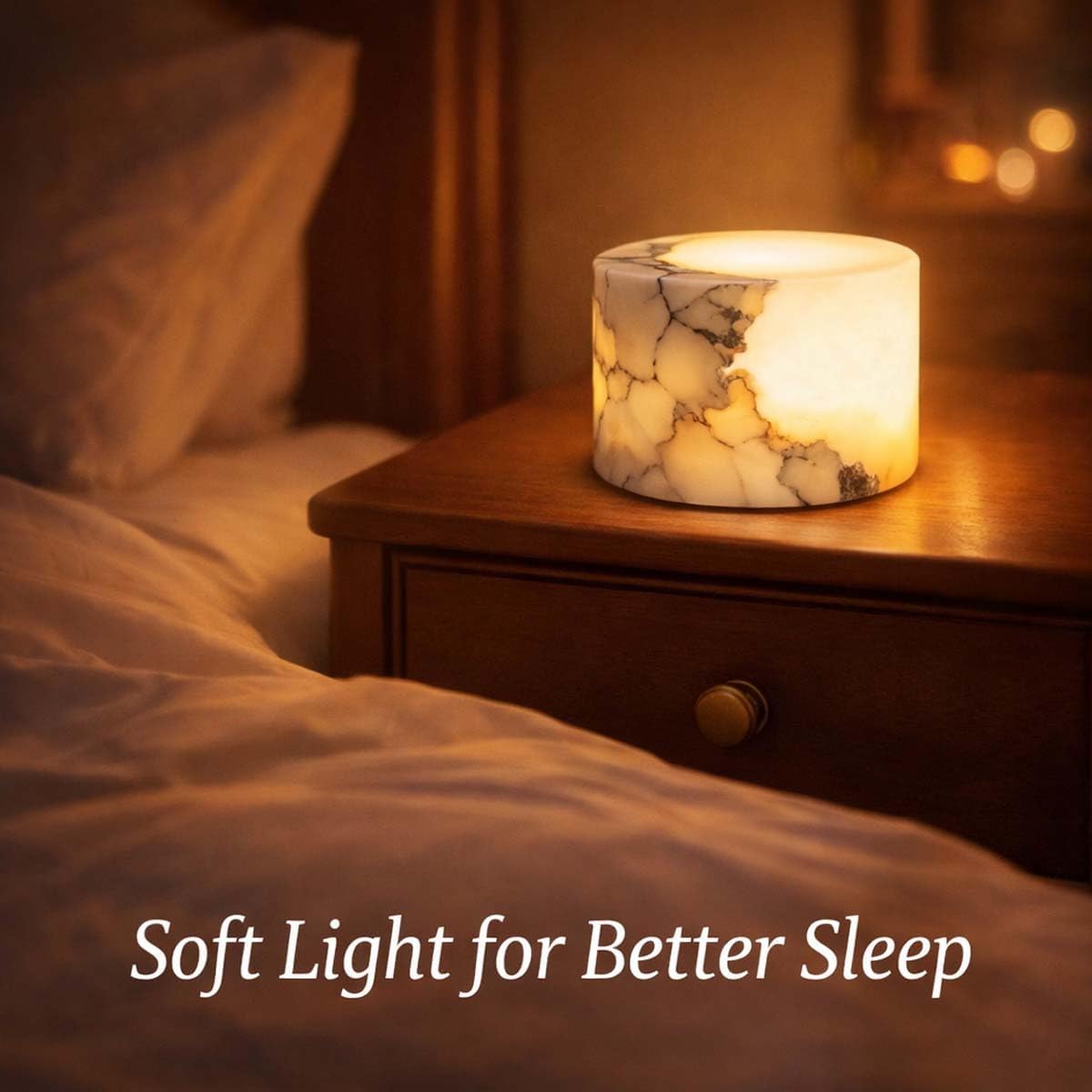 Natural Marble Touch Light Onyx Marble Luxury Table Lamp,Caring Dimmable LED Bedside Lamp with Unique Peach Jade Texture,Type-C Rechargeable Small Ambient Tap Light, Cordless Table Lamp (Style B)