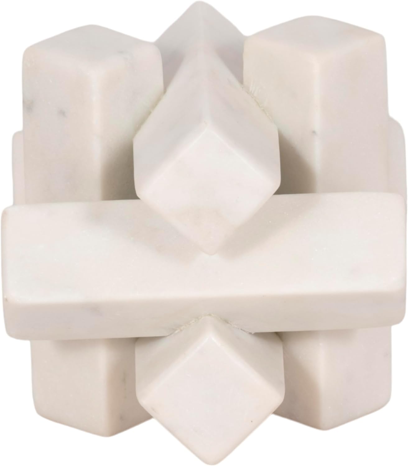 Sagebrook Home 4-Inch White Marble Geometric Orb