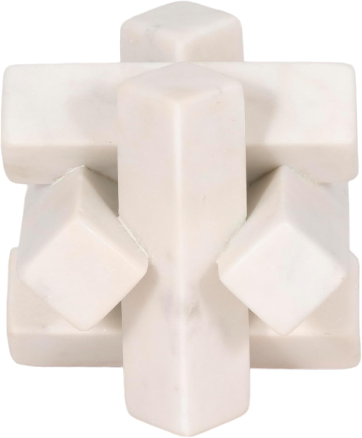 Sagebrook Home 4-Inch White Marble Geometric Orb
