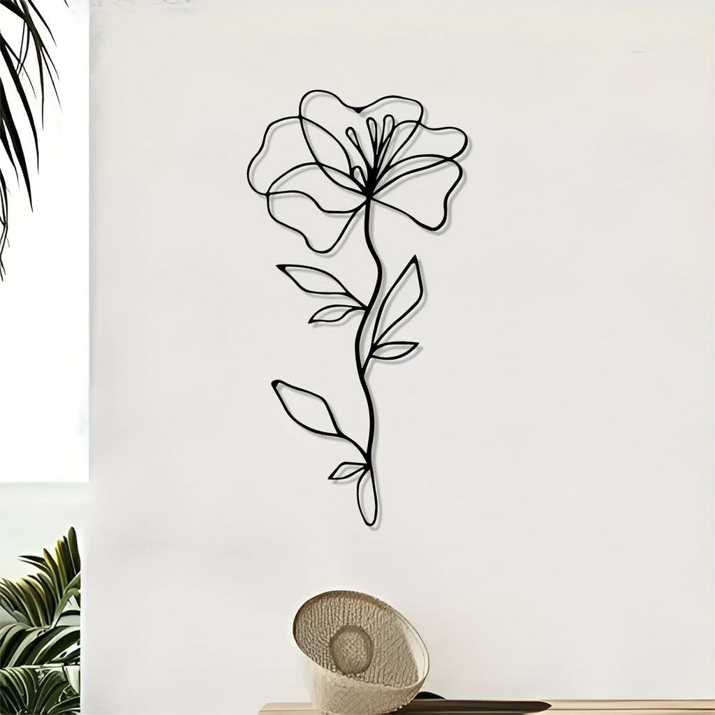 Metal Wall Art Poppy Flowers - Iron Floral Mural Sculpture with Bathroom, Living for Garden Lovers, Indoor Poppy Theme Decor(50CM/19.7IN)