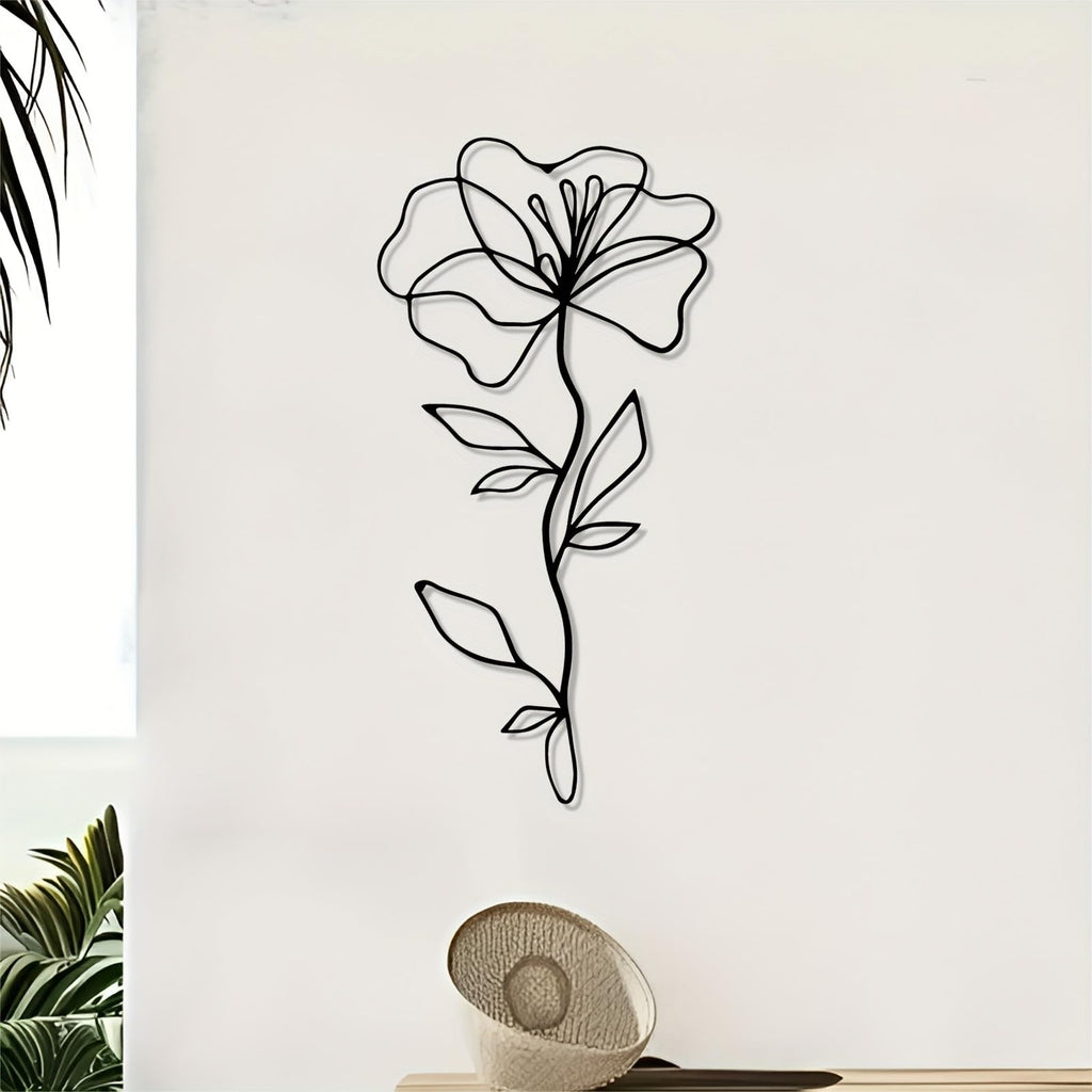 Metal Wall Art Poppy Flowers - Iron Floral Mural Sculpture with Bathroom, Living for Garden Lovers, Indoor Poppy Theme Decor(50CM/19.7IN)