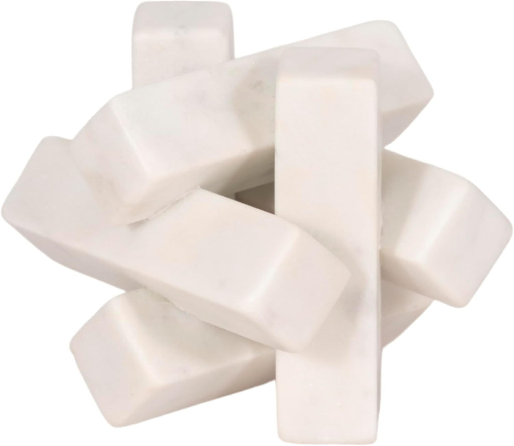 Sagebrook Home 4-Inch White Marble Geometric Orb