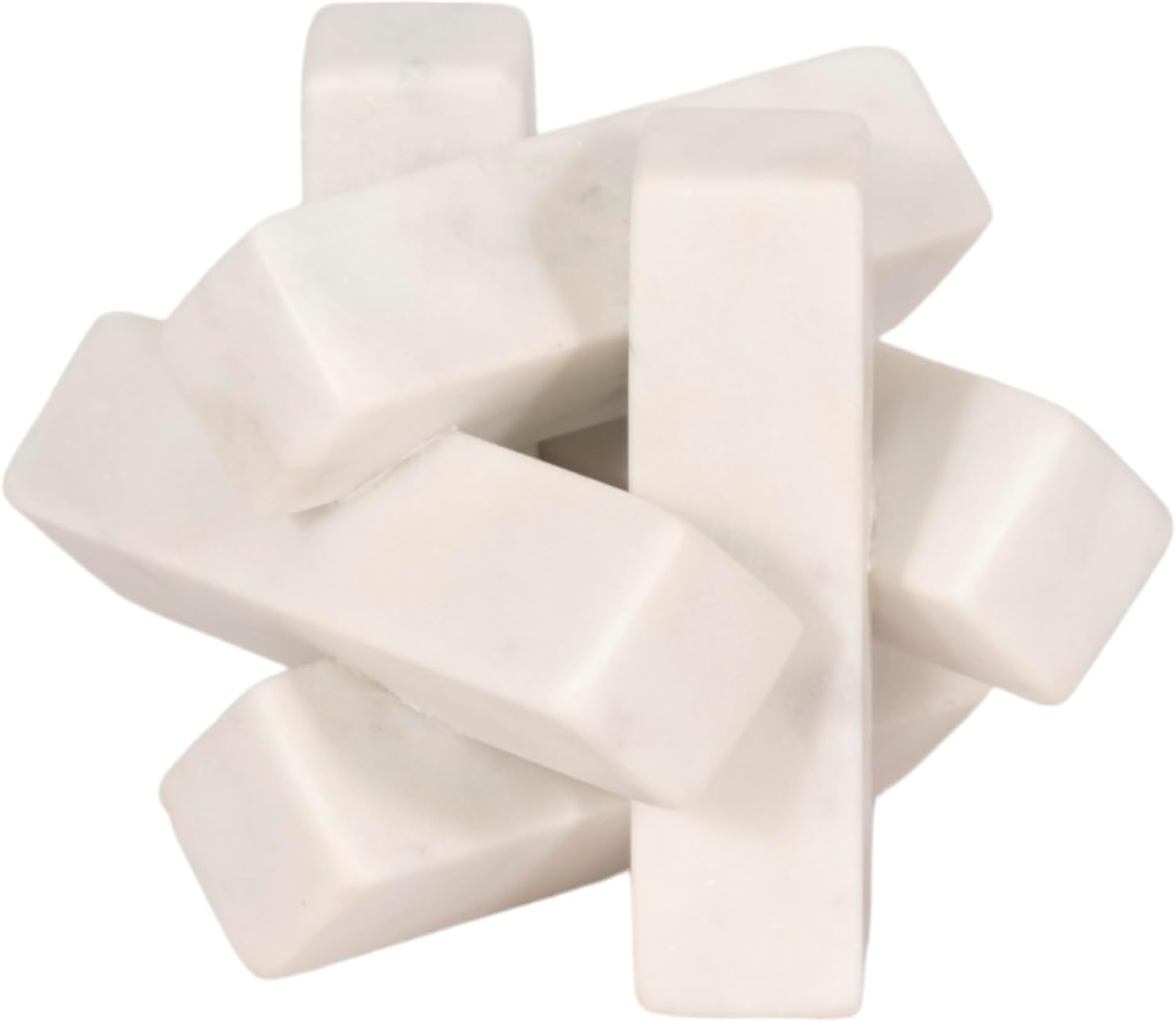 Sagebrook Home 4-Inch White Marble Geometric Orb