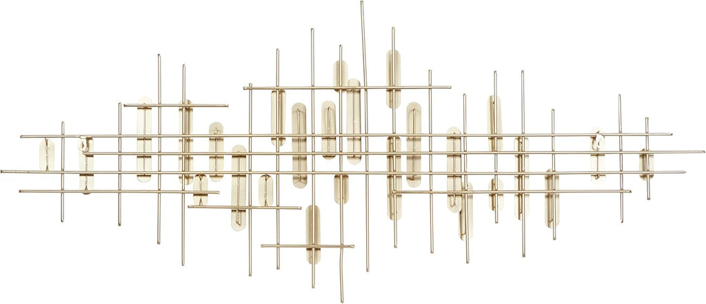CosmoLiving by Cosmopolitan Metal Geometric Home Wall Decor Geometric Layered Wall Sculpture, Wall Art 58" x 2" x 25", Gold