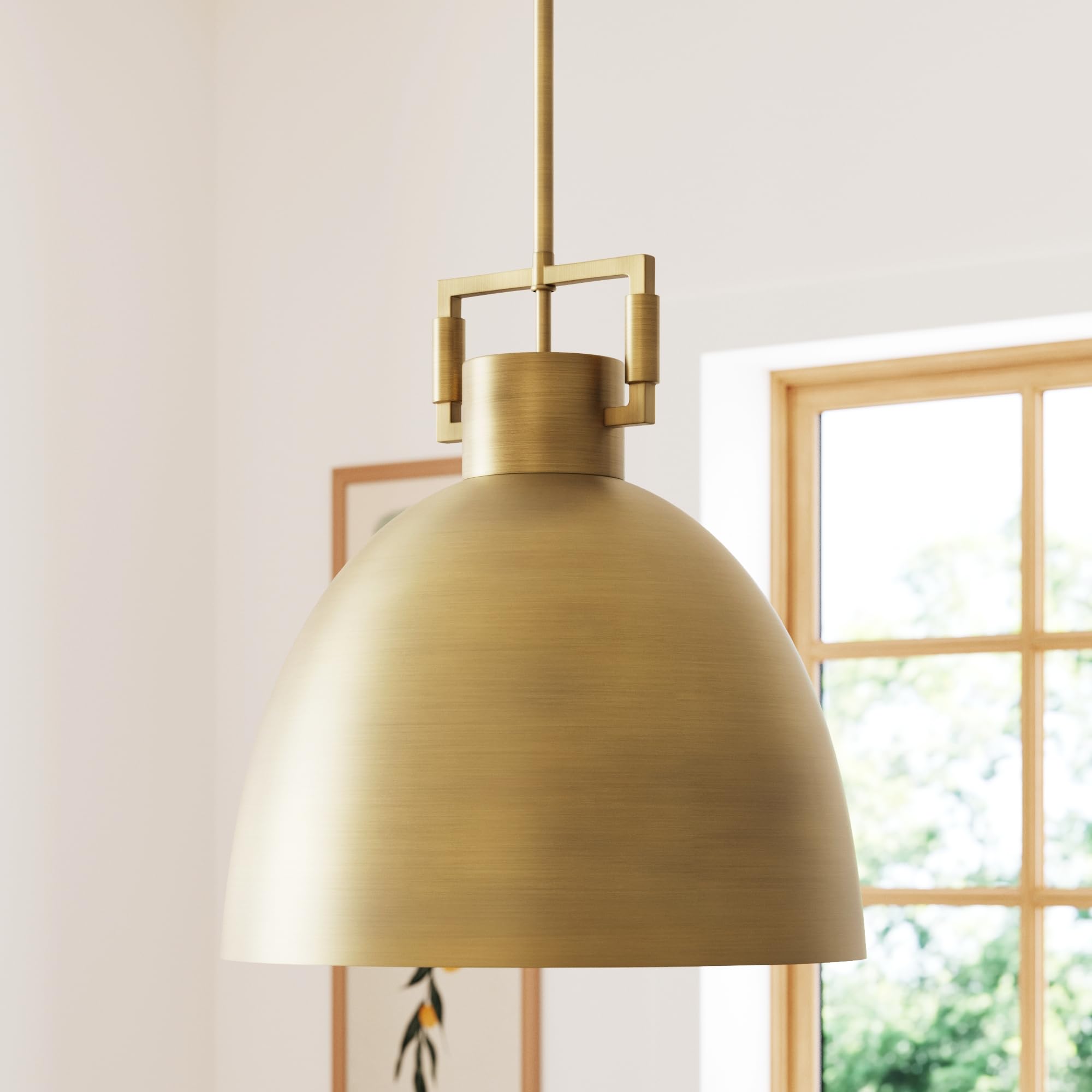 Nathan James Augustine Modern Farmhouse Rattan Pendant Light, Rattan Chandelier Pendant Lamp Shade for Kitchen or Living Room