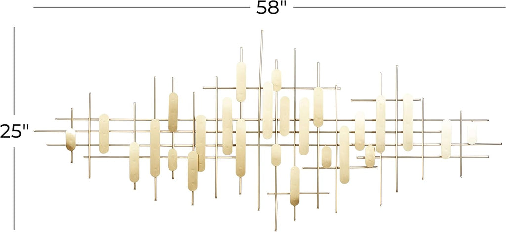 CosmoLiving by Cosmopolitan Metal Geometric Home Wall Decor Geometric Layered Wall Sculpture, Wall Art 58" x 2" x 25", Gold