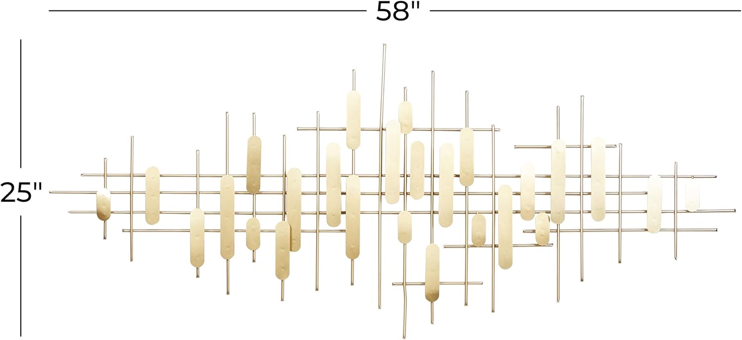 CosmoLiving by Cosmopolitan Metal Geometric Home Wall Decor Geometric Layered Wall Sculpture, Wall Art 58" x 2" x 25", Gold
