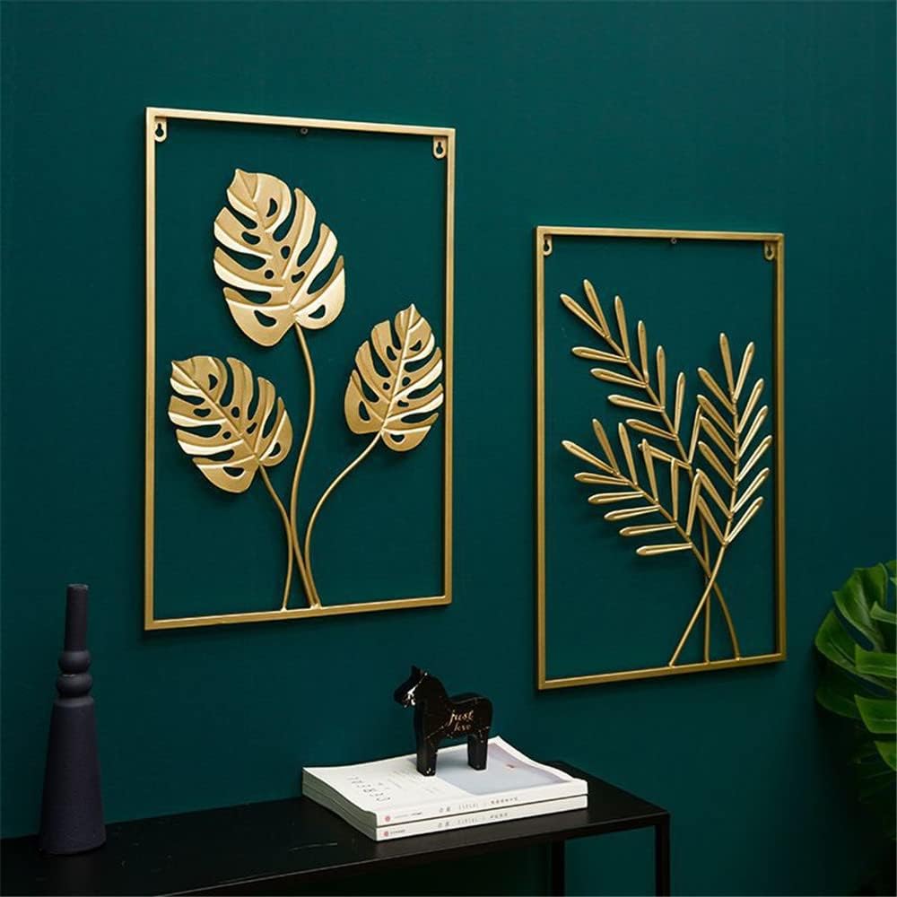 XinCanKun Best To Buy Nordic Metal Leaf Plant Wall Decor Wrought Iron Wall Hanging Non-perforated Wall Mural Living Room Bedroom Home Decoration Hot 23''X15.8'' (6)