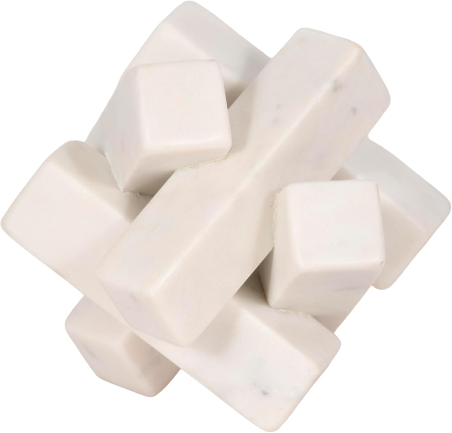 Sagebrook Home 4-Inch White Marble Geometric Orb