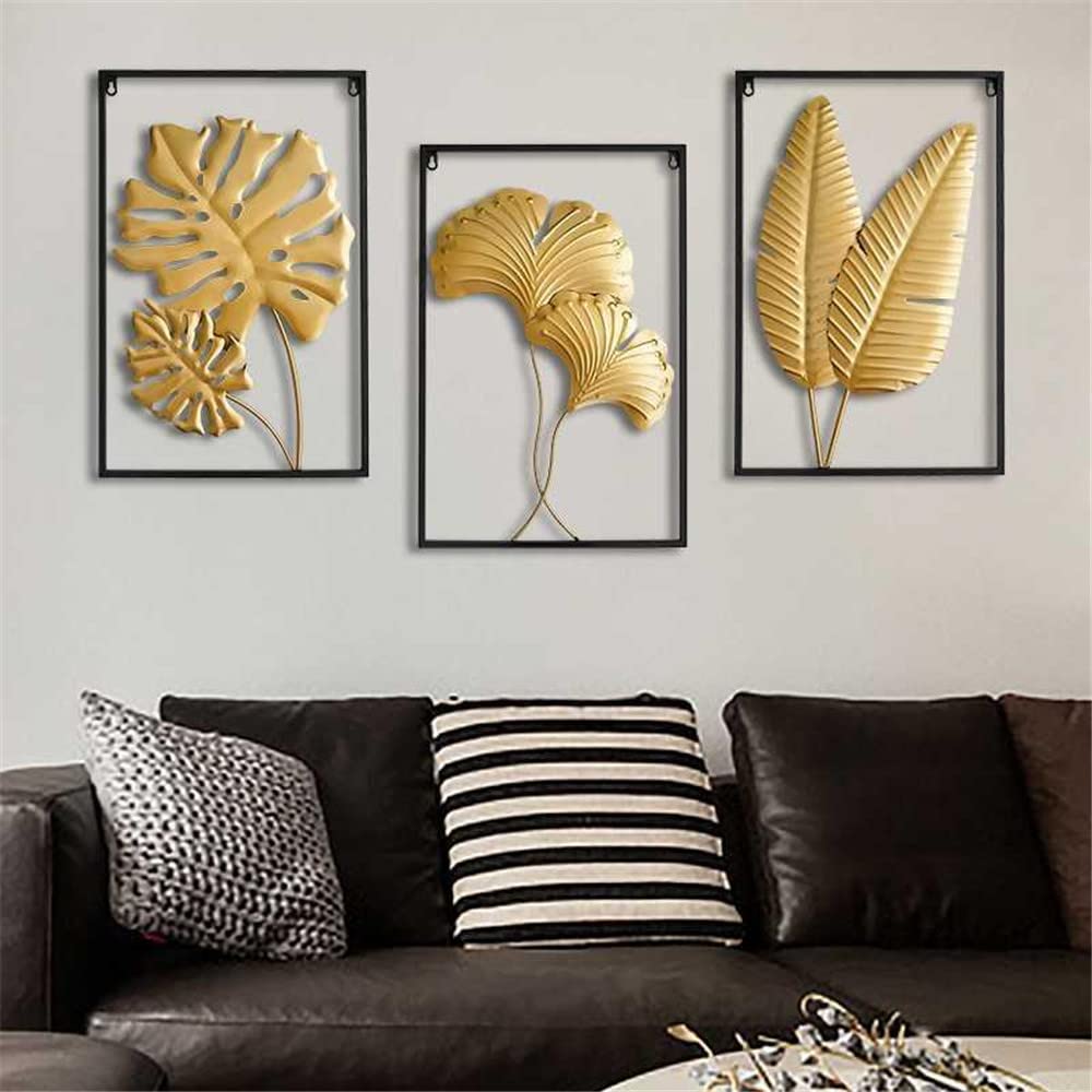 XinCanKun Best To Buy Nordic Metal Leaf Plant Wall Decor Wrought Iron Wall Hanging Non-perforated Wall Mural Living Room Bedroom Home Decoration Hot 23''X15.8'' (6)