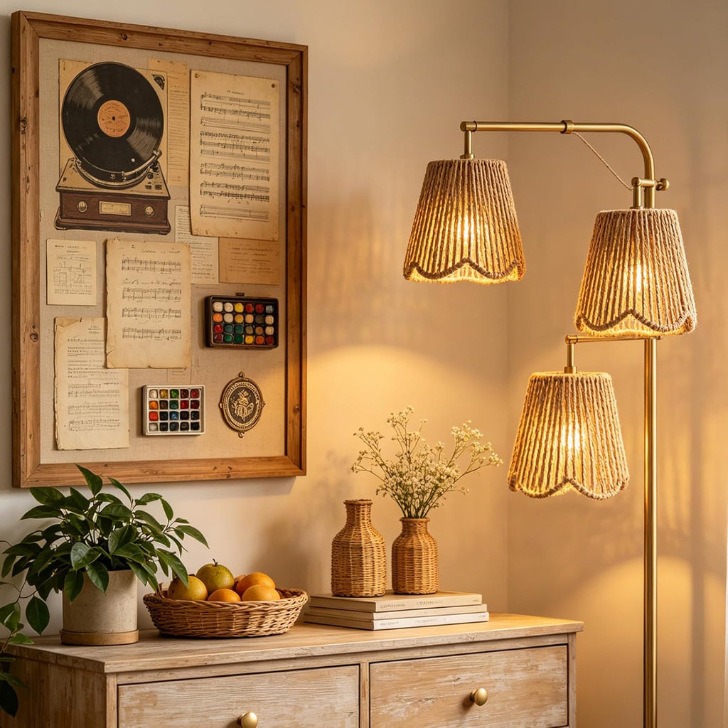 3 Pack Small Rattan Lamp Shade Replacement,Trapezoid Scalloped Wicker Boho Pendant Light Shades for Ceiling, Floor & Wall Lamps,Hand Woven Lampshades,Sconce,Hanging Light Covers,E26 / E27 Compatible