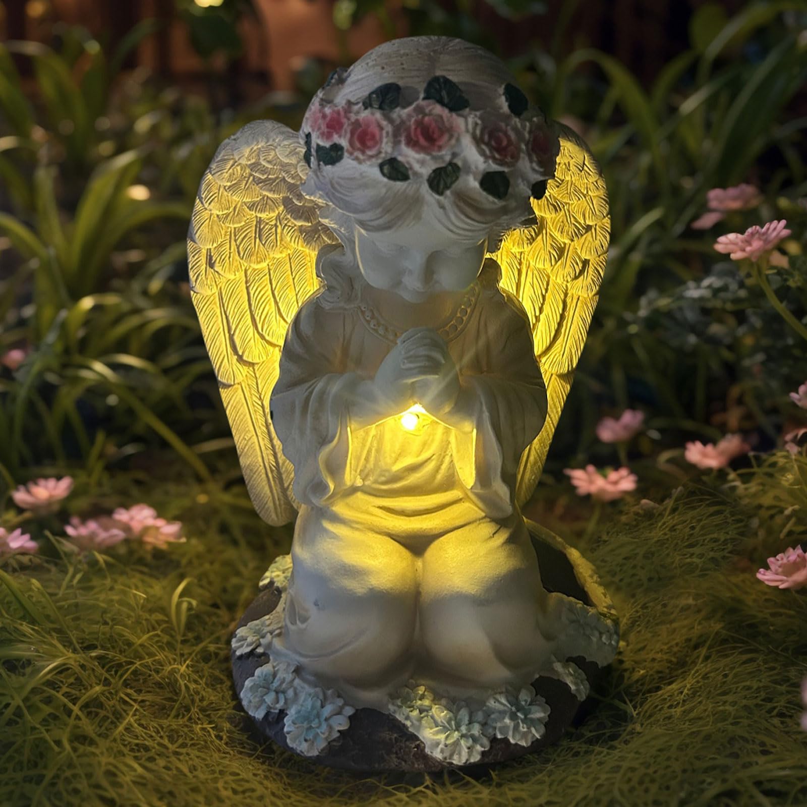 YODY Solar Garden Statues Outdoor Decor- Yard Decorations for Patio, Balcony, Backyard, Lawn Ornaments - Frog Figurines with LED Light- Unique Birthday House Warming Gifts for Women, Mom, Dad