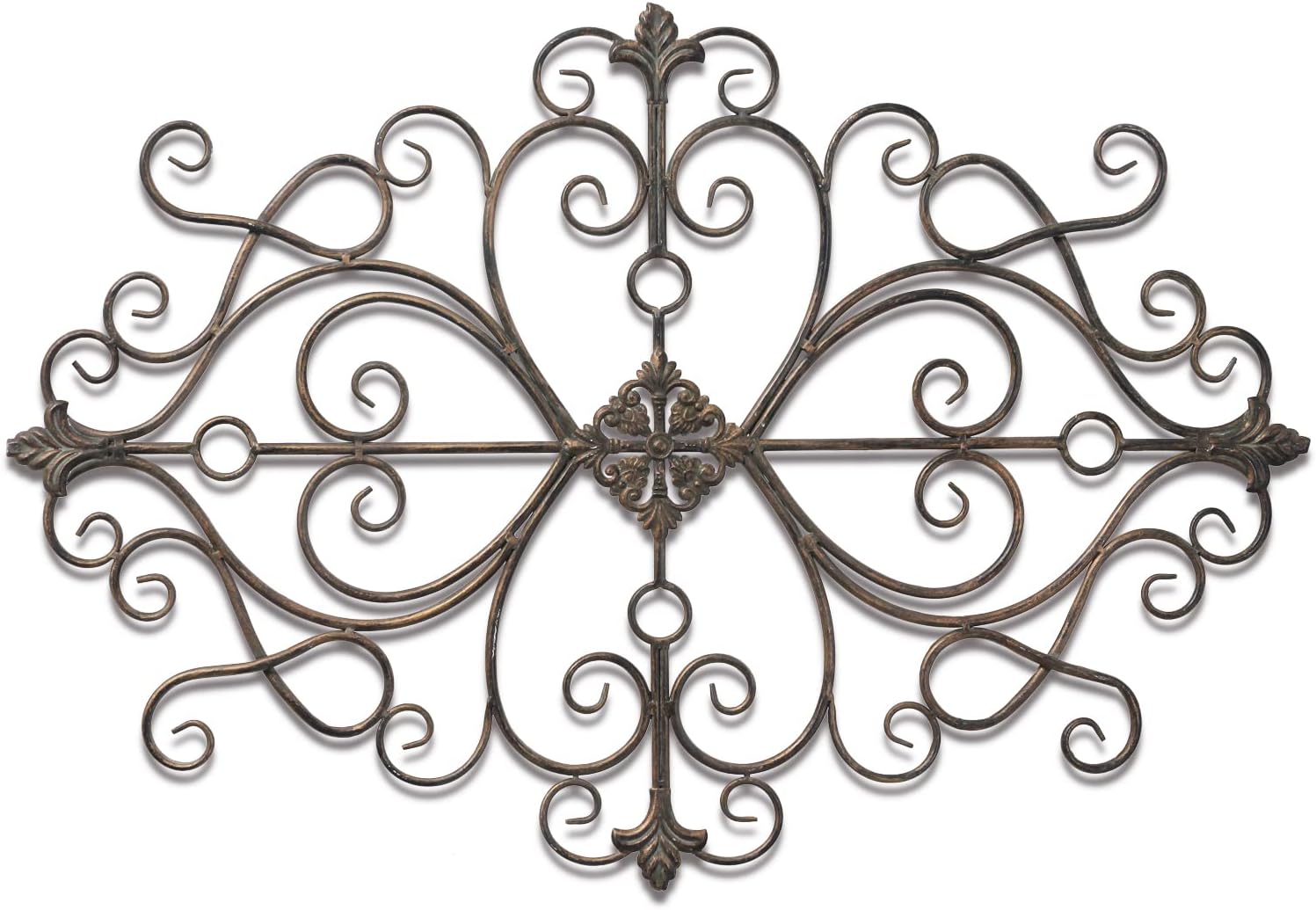 Sintosin Vintage Scroll Wrought Iron Wall Decor 36" x 24", Hanging Distressed Finish Traditional Large Metal Art Wall Decor for Living Room Bedroom Fireplace, Antique Outdoor Metal Home Decor