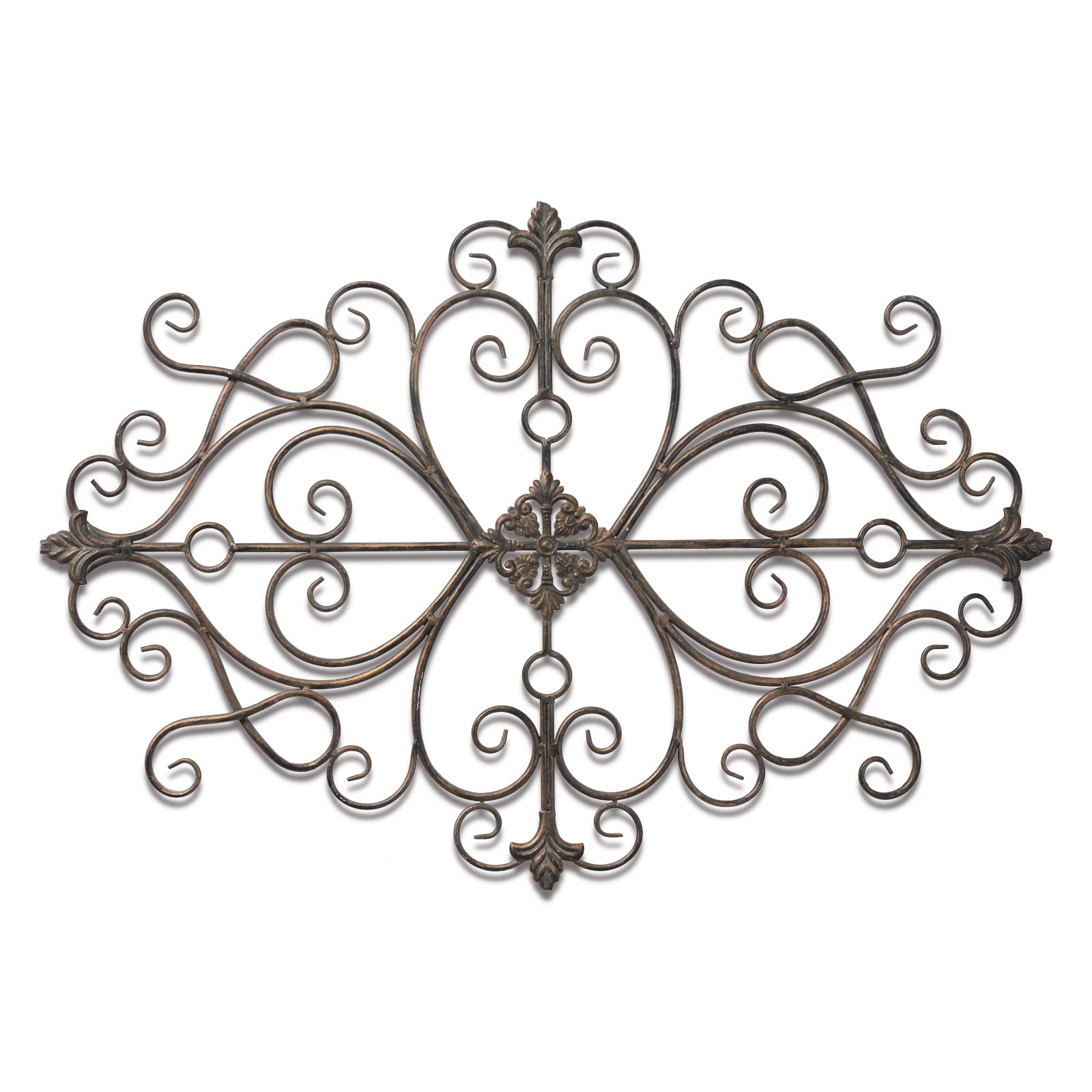 Sintosin Vintage Wrought Iron Wall Decor 24", Hanging Distressed Black and White Rustic Iron Wall Art, Farmhouse Decorative Wood and Metal Wall Decor for Living Room Bedroom Fireplace Hallway