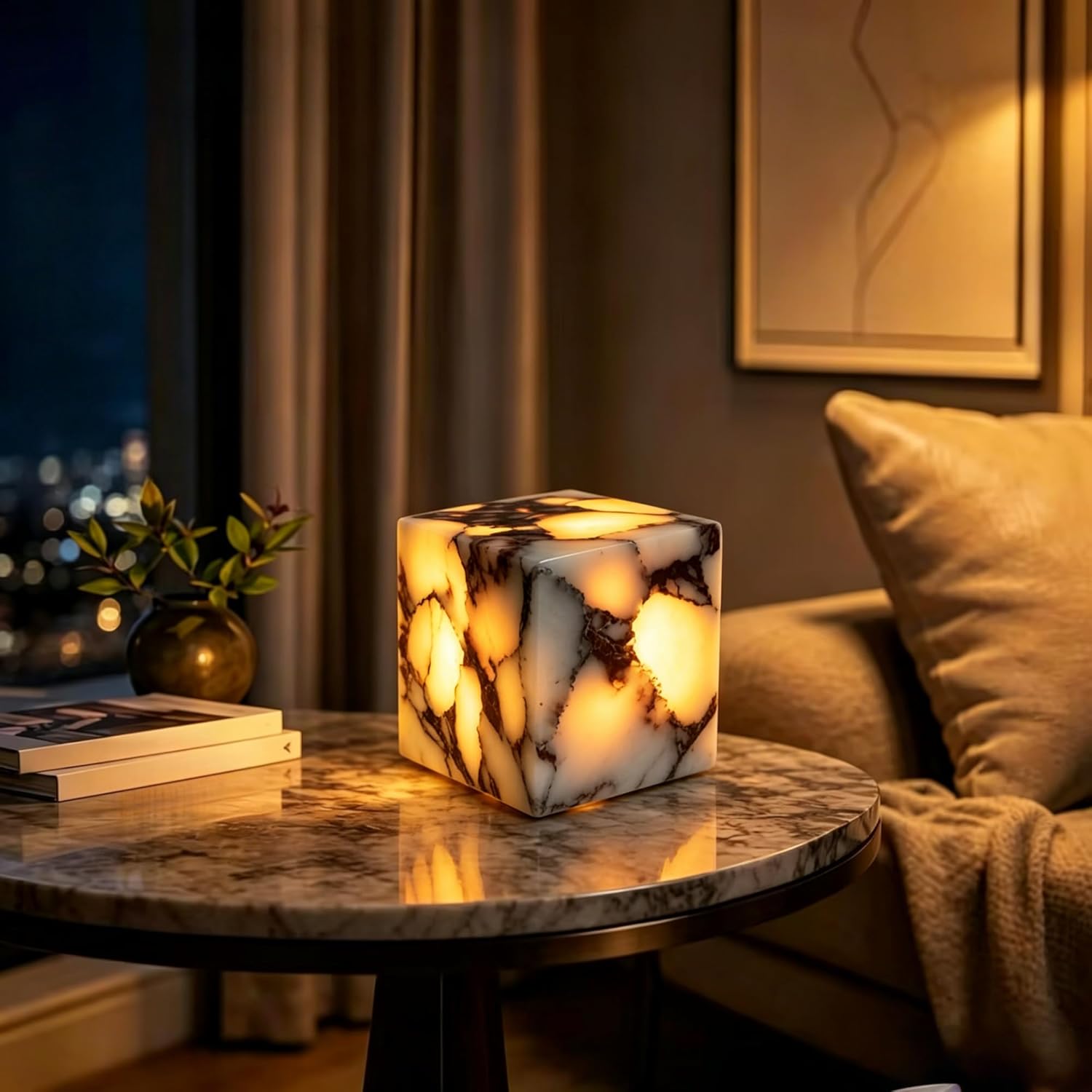Marble Lamp Nature Marble Table Lamp Rechargeable Tap Light Cordless Night Light Touch Bedside Table Lamps for Bedroom Small Ambient Lamps for Home Decor Living Room Desk Decor (Calacatta Purple)