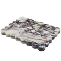 YMXYJM Genuine Calacatta Viola Scalloped Marble Tray, Real Natural Marble Stone Tray, Luxury Decorative Trays for Bathroom, Dresser, Vanity, Kitchen, Home Decor, 10.6" x 8", Calacatta Viola Purple