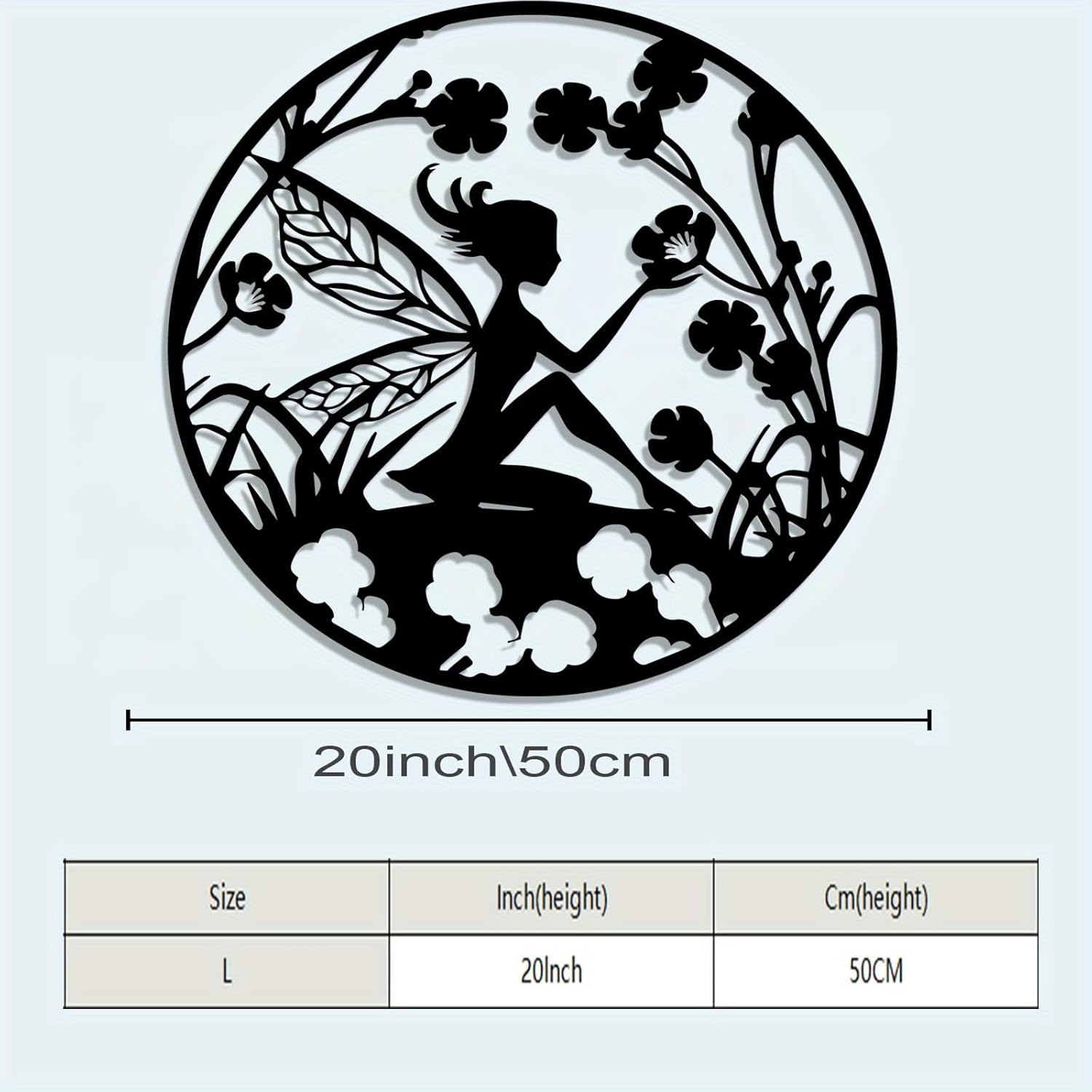 Cfghtnemy Fairy Silhouette Metal Wall Art - Vintage Wrought Iron Fairy Mural, Weather-Resistant Outdoor Decor For Home, Garden, Patio & Magical Spaces(50CM/20IN)