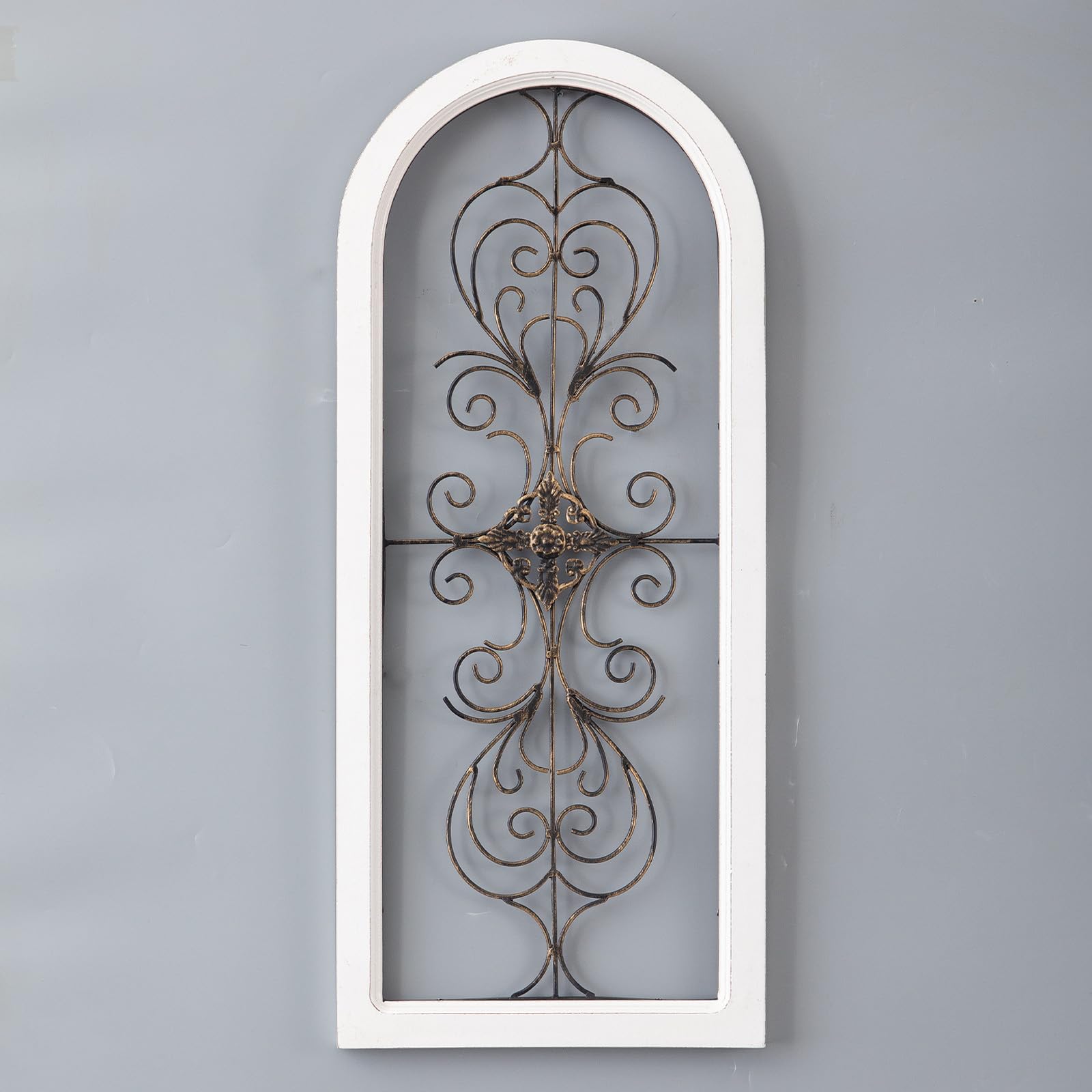 Sintosin Vintage Metal Wall Art for Living Room 13 X 32 Inches, Handmade Distressed Wooden Wall Panels with Carved Wrought Iron above Bed Decor, Farmhouse Wall Decor for Kitchen Entryway