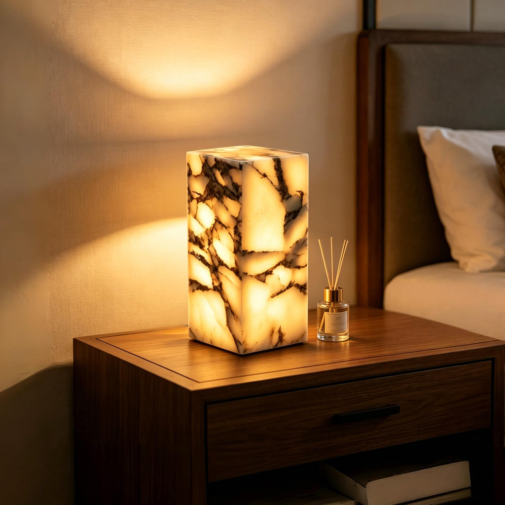Marble Lamp Nature Marble Table Lamp Rechargeable Tap Light Cordless Night Light Touch Bedside Table Lamps for Bedroom Small Ambient Lamps for Home Decor Living Room Desk Decor (Calacatta Purple)