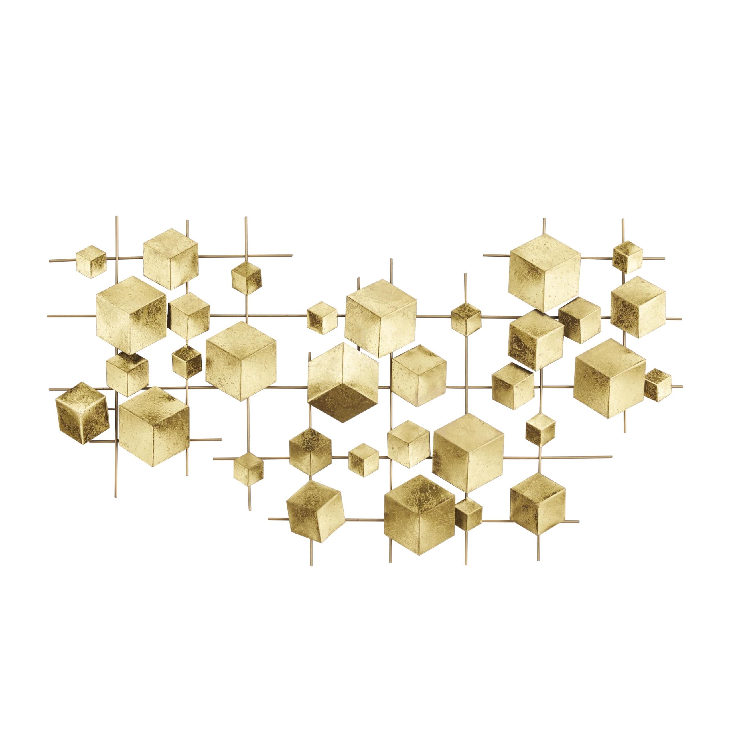 CosmoLiving by Cosmopolitan Metal Geometric Home Wall Decor Geometric Layered Wall Sculpture, Wall Art 58" x 2" x 25", Gold