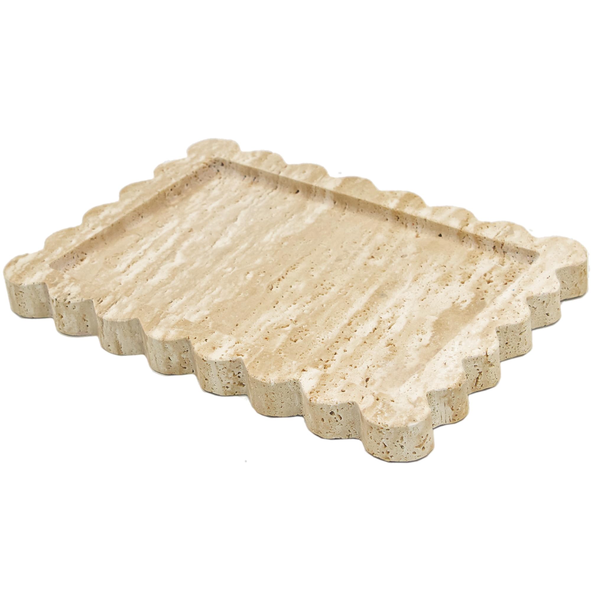 YMXYJM Genuine Calacatta Viola Scalloped Marble Tray, Real Natural Marble Stone Tray, Luxury Decorative Trays for Bathroom, Dresser, Vanity, Kitchen, Home Decor, 10.6" x 8", Calacatta Viola Purple