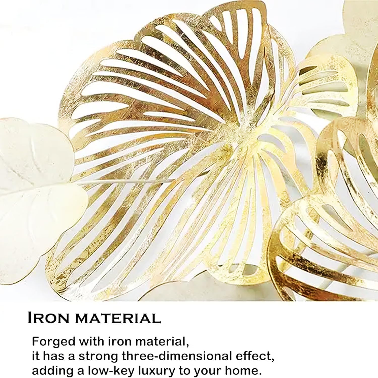 Metal Flower Wall Art Decor, 52" Rustic Modern Floral Wall Sculpture, Distressed Iron Wall Hanging Home Decoration for Indoor Kitchen Bedroom Living Room Office Outdoor Garden Patio