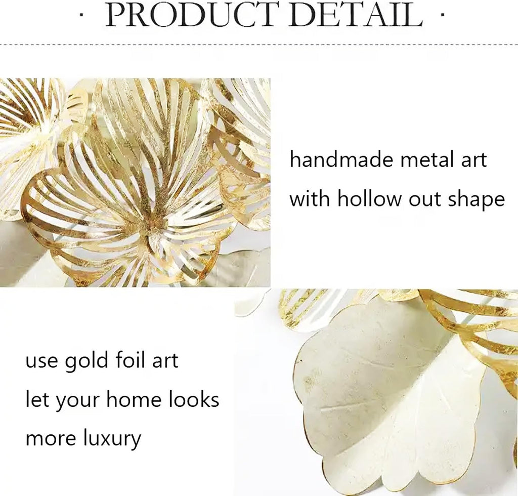 Metal Flower Wall Art Decor, 52" Rustic Modern Floral Wall Sculpture, Distressed Iron Wall Hanging Home Decoration for Indoor Kitchen Bedroom Living Room Office Outdoor Garden Patio