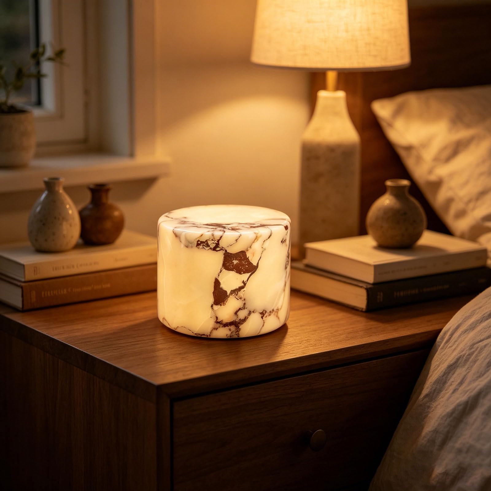 Touch Control Marble Night Light, Rechargeable Dimmable LED Portable Ambient Lamp