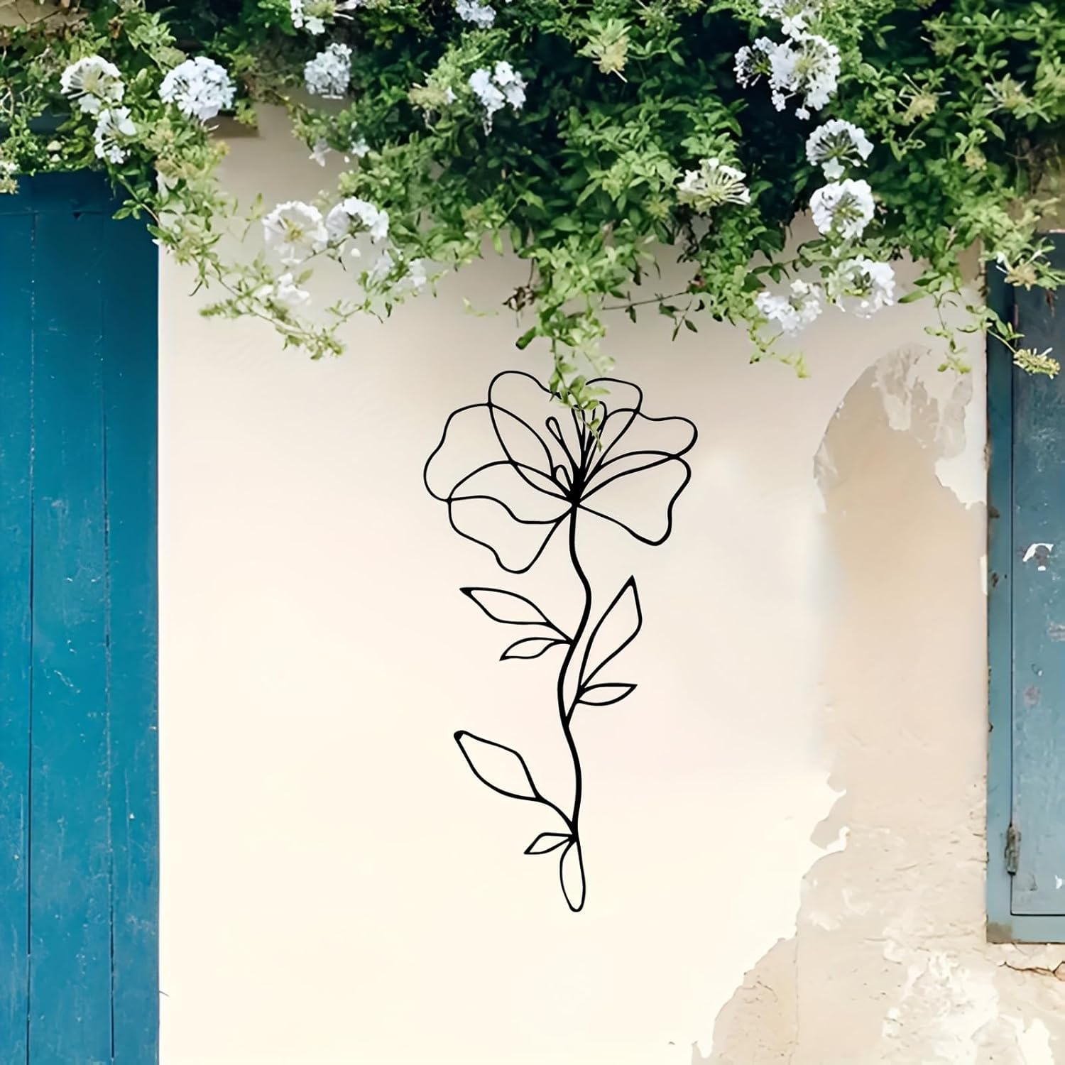 Metal Wall Art Poppy Flowers - Iron Floral Mural Sculpture with Bathroom, Living for Garden Lovers, Indoor Poppy Theme Decor(50CM/19.7IN)
