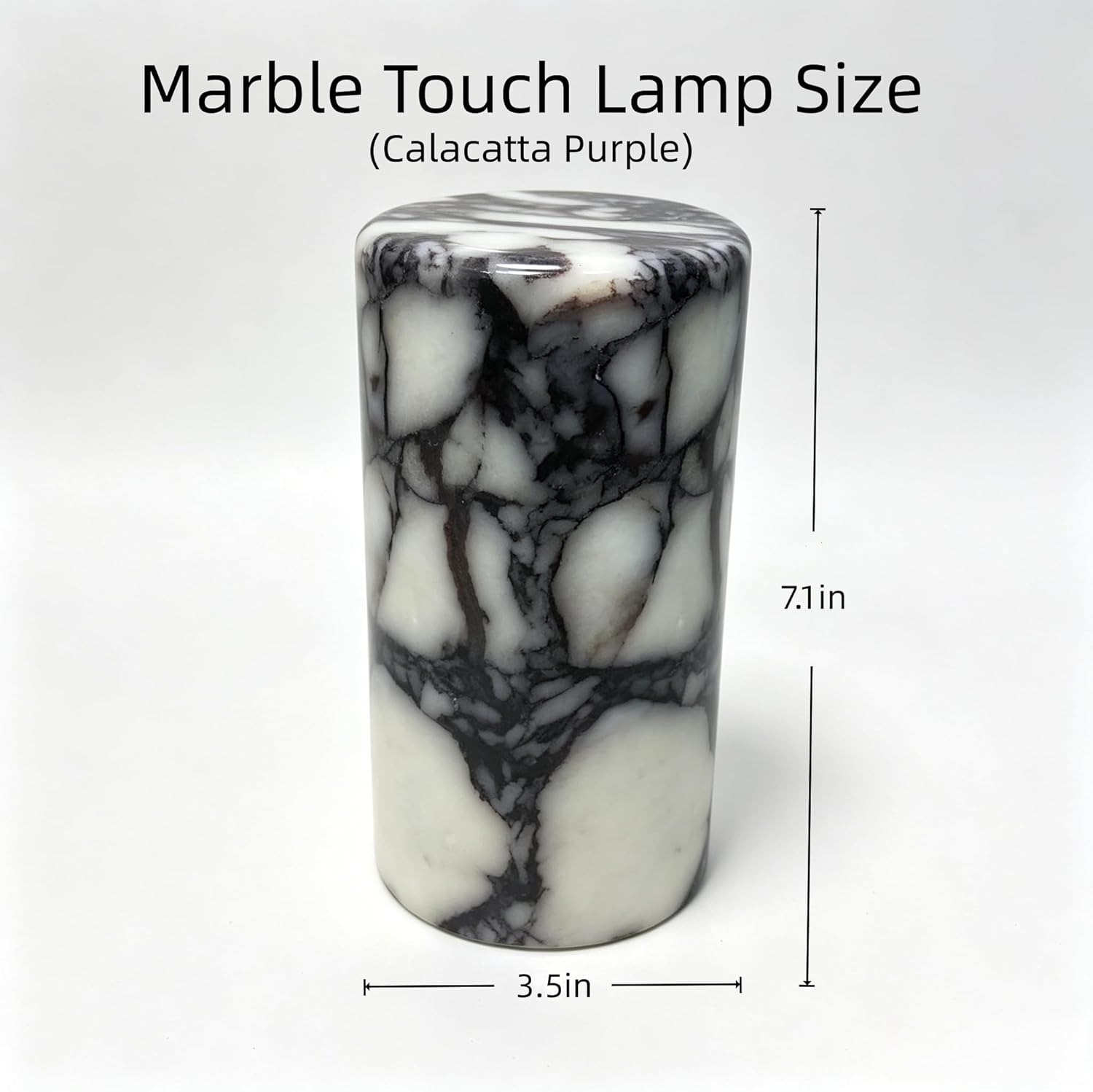 Marble Lamp Luxury Stone Table Lamp Type-C Rechargeable Touch Night Light Small Bedside Lamp Cordless Ambient Light for Home Decor, Bedroom, Living Room & Office (Cylinder-L)