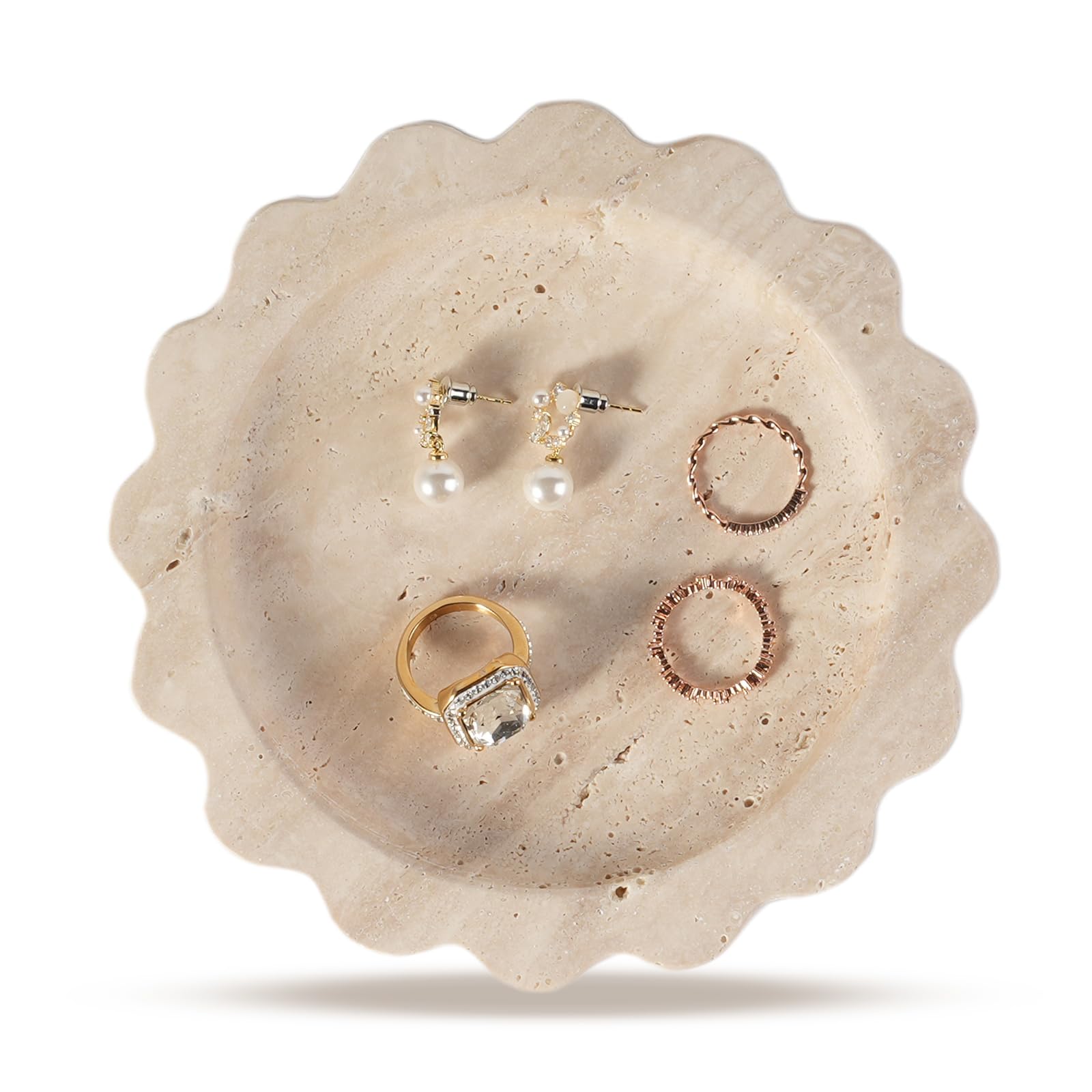 Koville Luxury Calacatta Viola Marble Tray, 11"x8" Scalloped Marble Vanity Tray for Countertop Bathroom Kitchen Dresser, Natural Stone Tray for Jewelry Perfume Home Decor, Decorative Catchall Tray