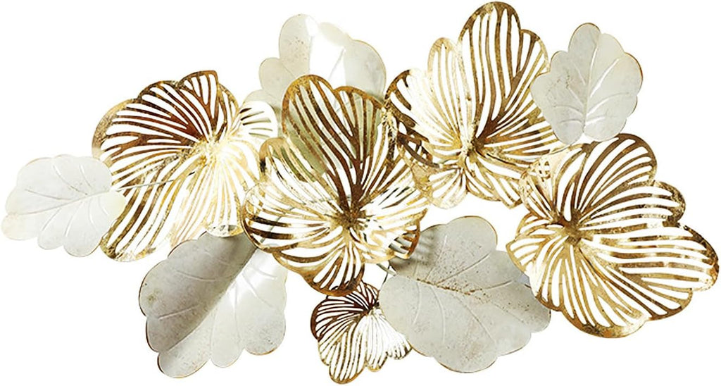 Metal Flower Wall Art Decor, 52" Rustic Modern Floral Wall Sculpture, Distressed Iron Wall Hanging Home Decoration for Indoor Kitchen Bedroom Living Room Office Outdoor Garden Patio