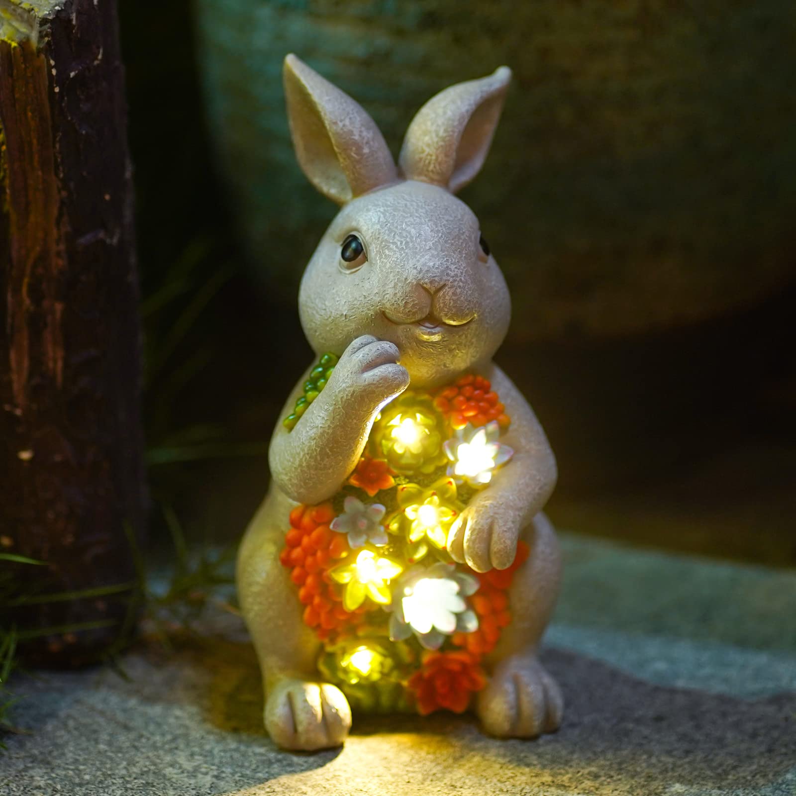 Nacome Solar Garden Outdoor Statues Turtle with Succulent and 7 LED Lights - Lawn Decor Statue for Patio, Balcony, Yard Ornament - Gifts for Mom Grandma Women