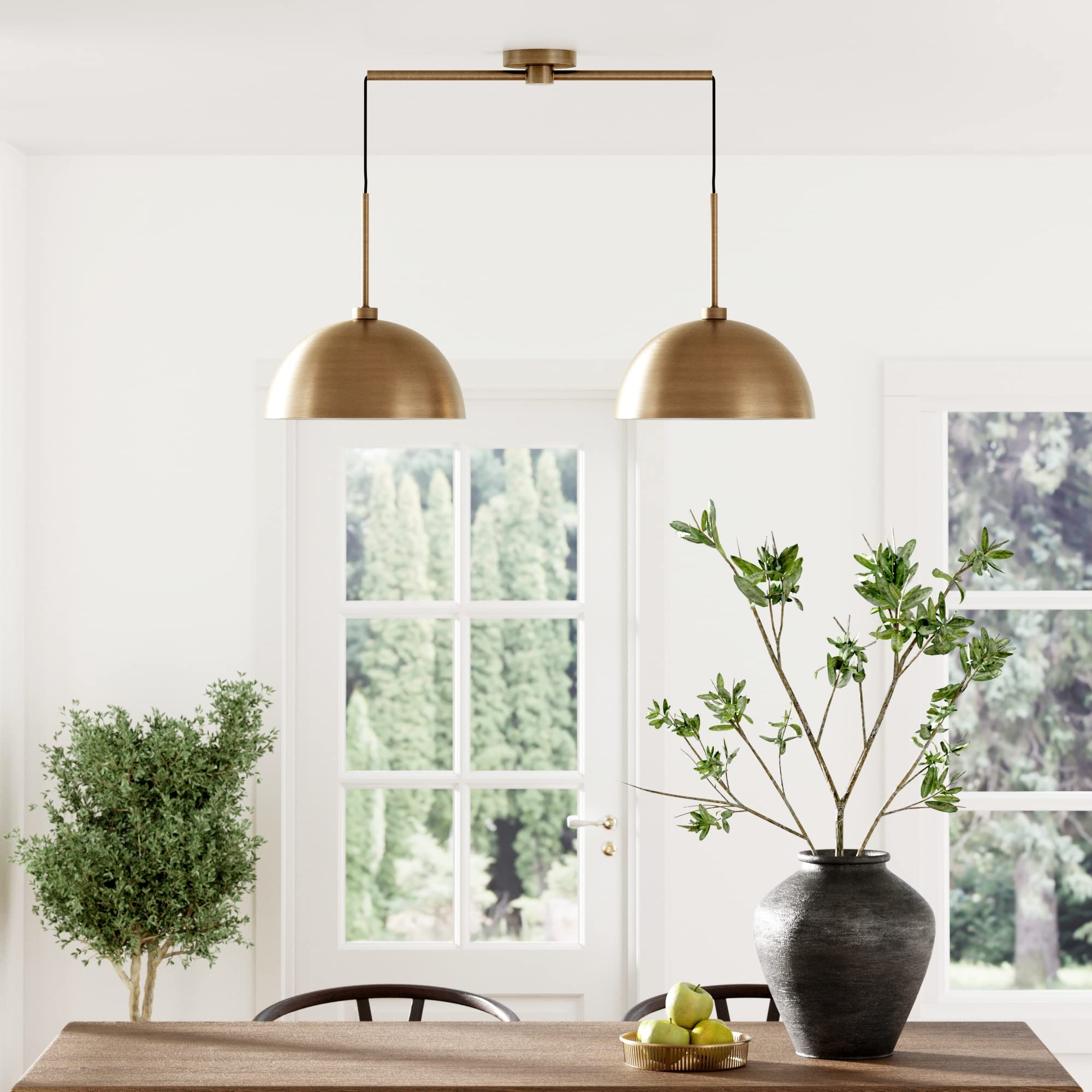 Nathan James Augustine Modern Farmhouse Rattan Pendant Light, Rattan Chandelier Pendant Lamp Shade for Kitchen or Living Room