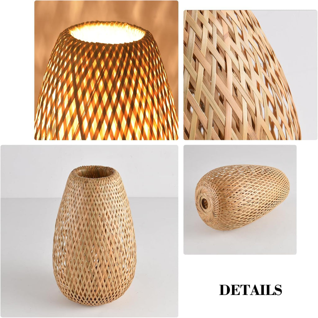 Bamboo Lamp Shade, 2-Pack Hand-Woven Bamboo Rattan Hanging Light Shade,D 9.05" Rattan Table Lamp Shade for Floor Lamp, Wall Sconces Light Cover Table Light,Pendant light