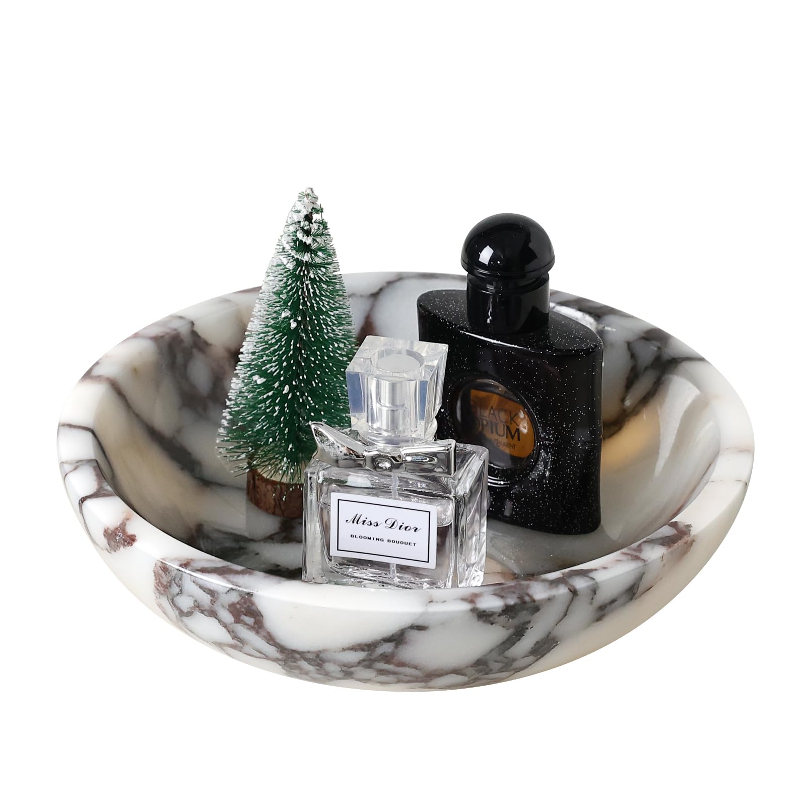 Marble Bowl,Travertine Decorative Modern Key Bowl for Entryway Table, Pedestal Bowl for Dining Table Center,Living Room, Kitchen Decor Modern Home Decor Marble Bowls (7.8 Inch)