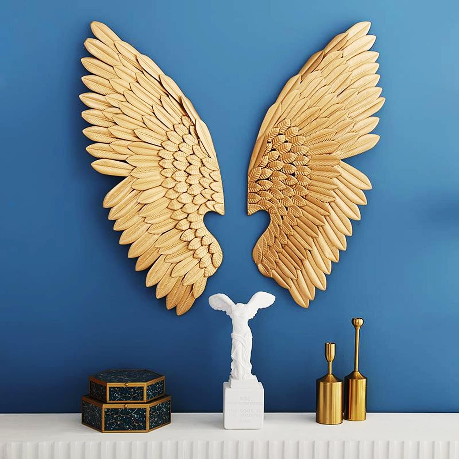 Angel Wings Metal Wall Art, Distressed Gold Metal Angel Wings Wall Sculpture, Modern Home Decoration, Metal Wall Decor Signs, Housewarming Gift