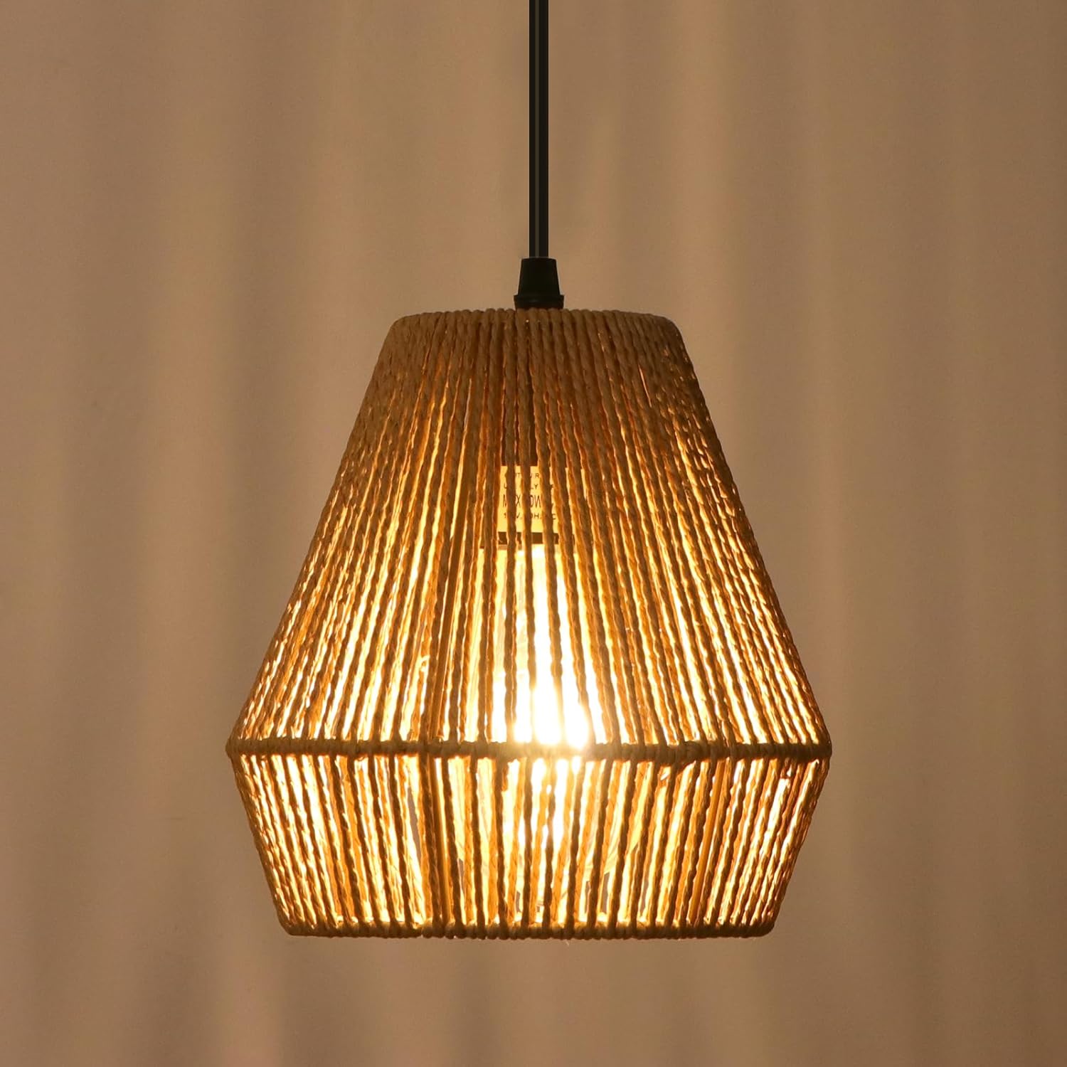 2 Pack Rattan Pendant Light Fixtures, 7'' Mini Boho Kitchen Island Pendant Lights Set of 2 Hand Woven Wicker Coastal Natural Small Hanging Light Fixture for Bedroom Dining Room Bar Hallway