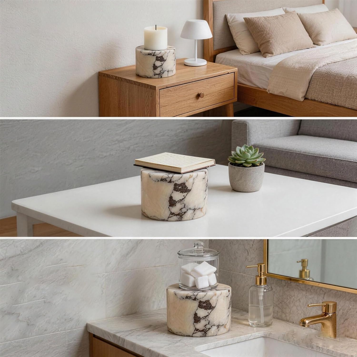 Touch Control Marble Night Light, Rechargeable Dimmable LED Portable Ambient Lamp